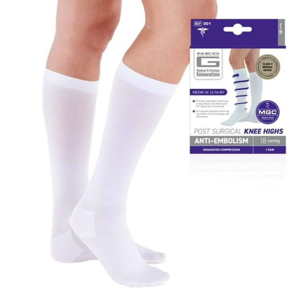 Neo G Post Surgical Anti-Embolism Knee High Compression Stockings - 18mmHg